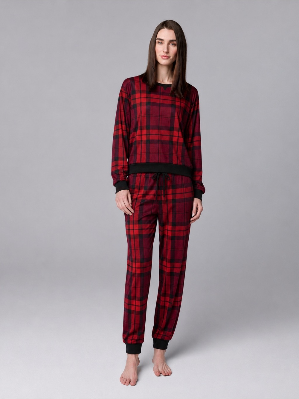 Simply Vera Wang Red Plaid Lounge Pajama Set